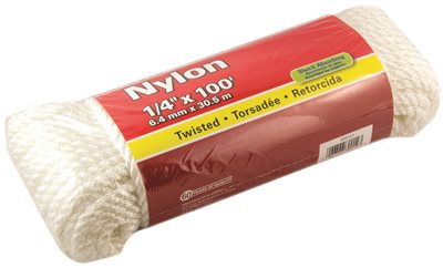 Nylon Twisted Rope White 1/4 In. X 100 Ft.