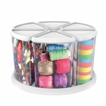 DEF3900CR Canister Carousel Organizer Plastic - White & Clear DEF3900CR Canister Carousel Organizer Plastic - White & Clear