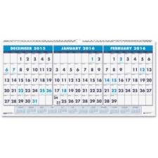 HOD3647 Three Month Horizontal Wall Calendar HOD3647 Three Month Horizontal Wall Calendar