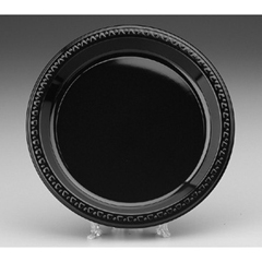 Huh81409 Plastic Dinnerware, Plate, 9 In., Round, Black