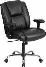Go-2132-lea-gg Hercules Series Big & Tall Black Leather Task Chair With Height Adjustable Arms