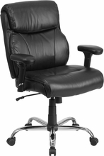 Go-2031-lea-gg Hercules Series Big & Tall Black Leather Task Chair With Height Adjustable Arms