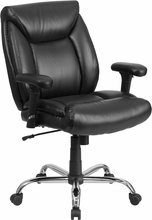 Go-2073-lea-gg Hercules Series Big & Tall Black Leather Task Chair With Height Adjustable Arms