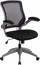 Bl-zp-8805-bk-gg Mid-back Black Mesh Task Chair With Flip-up Arms