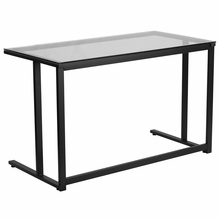 Nan-wk-055-gg Glass Desk With Black Pedestal Frame