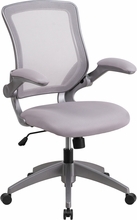 Bl-zp-8805-gy-gg Mid-back Gray Mesh Task Chair With Flip-up Arms