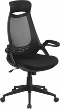 High Back Executive Black Mesh Chair With Flip-Up Arms