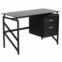 Nan-wk-036-gg Glass Desk With Two Drawer Pedestal