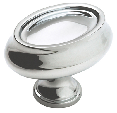 A26127 26 Amerock Manor Collection 1 In. Cabinet Knob, Oval Polished Chrome