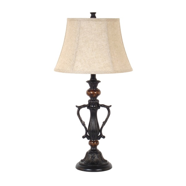 32-2013lt 29 In. French Bronze Table Lamp With Marble Look Accents