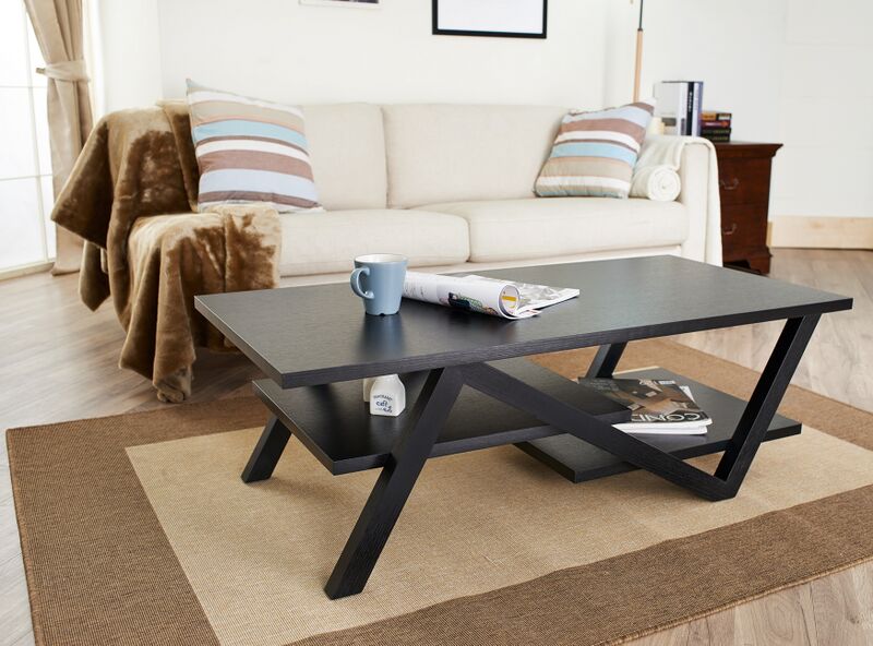 Id-10376ct Zandra 2-tiered Angular Coffee Table, Black
