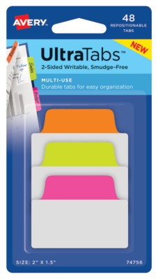 Avery-dennison Ave74756 Poly Neon Tab, 48 Per Pack