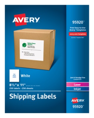 Avery-dennison Ave95920 8.5 X 11 In. Shipping Label, White, Box Of 250
