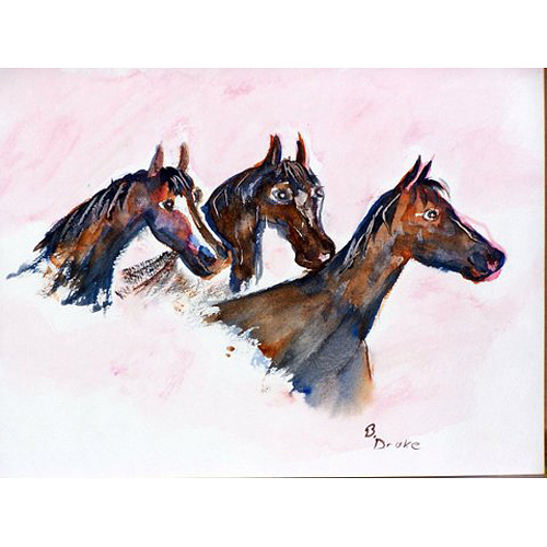 Dm419 Three Horses Doormat 18 X 26