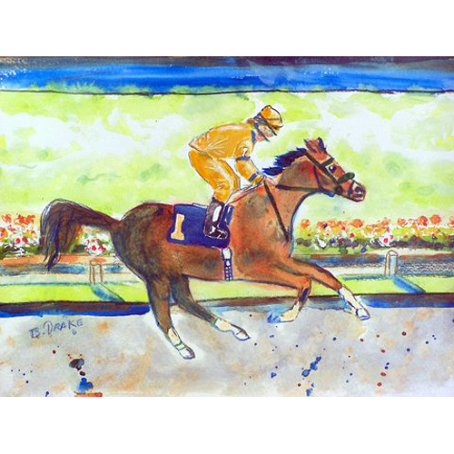 Dm055b Racing Horse Gold Doormat 18 X 26