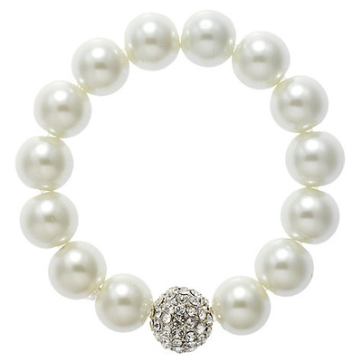 17773 Swarovski Elements Crystal Pearl Bracelet - White
