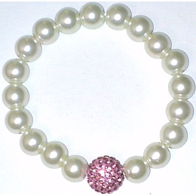 17773p Swarovski Elements Crystal Pearl Bracelet - Pink