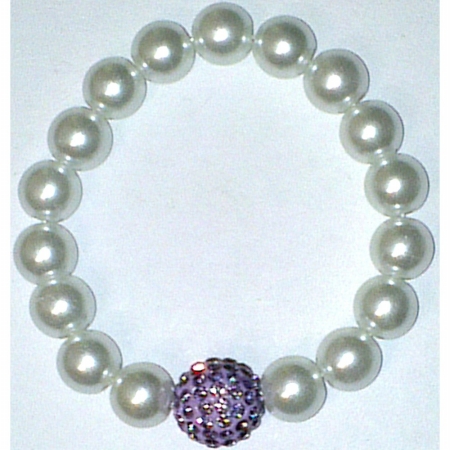 17773pu Swarovski Elements Crystal Pearl Bracelet - Purple