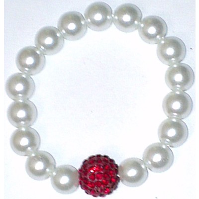17773r Swarovski Elements Crystal Pearl Bracelet - Red