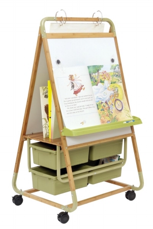 S Be1 Double Sided Bamboo Teaching Easel With Eco Tubs