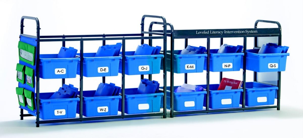 S Lls300-b Leveled Literacy System - Lesson Storage Organizer With Blue Tubs