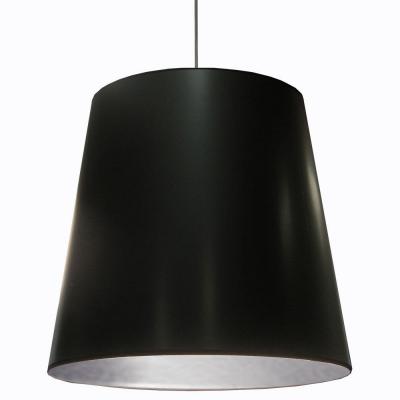 1 Light Oversized Drum Pendant With Black On Silver Shade, X-large
