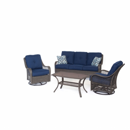 Orleans4pcsw-g-nvy Orleans 4 Piece Seating Set - Navy Blue