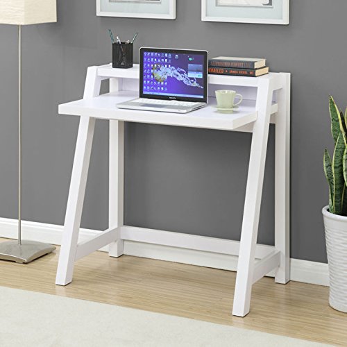 125749w Newport Lilly Desk With Top Shelf - White