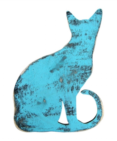 Gdebrekht 98112-18 Cat Sign Rustic Handcrafted Wooden Wall Art - 18 In.