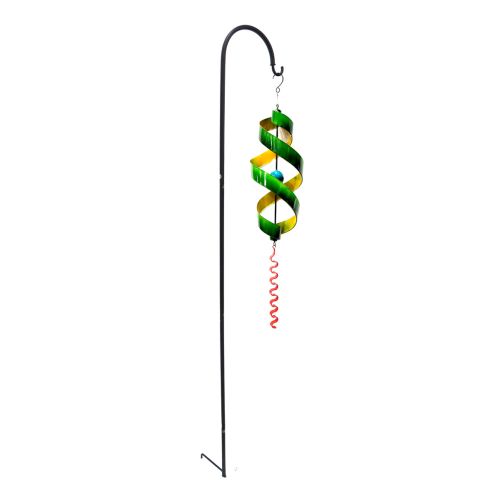 Bvf110gn 34 In. Yellow & Green Swirl Stake Metal Decor With Red Tail