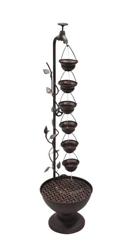 Maz254 36 In. 6 Hanging Cup Tier Layered Floor Fountain