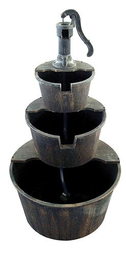 Tec234br 40 In. Three Tier Pump & Barrels Fountain - Brown