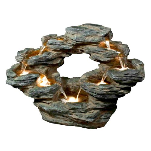 Win1002 22 In. Tiered Rock Cascading Fountain With Led Lights