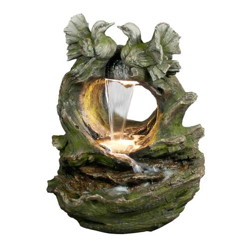 Win1004 32 In. Waterfall Bird Fountain With Led Lights