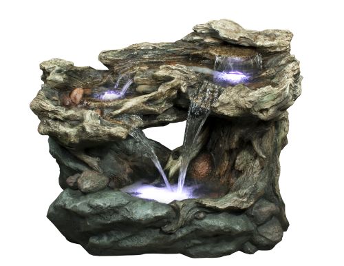 Win924 30 In. Tiered Waterfall Rainforest Fountain With Led Lights