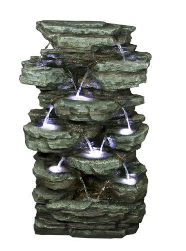 Win930 39 In. Tiered Rock Rainforest Fountain With Led Lights