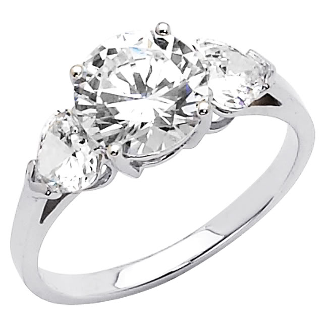 Jewelry 14k White Gold 2ct Tgw Round-cut Diamonette Engagement Ring