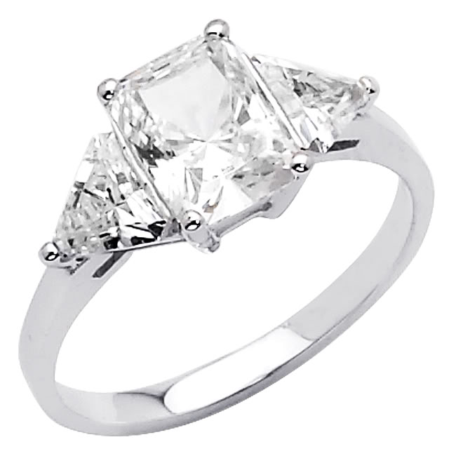 Jewelry 14k White Gold 2ct Tgw Emerald-cut Diamonette Engagement Ring