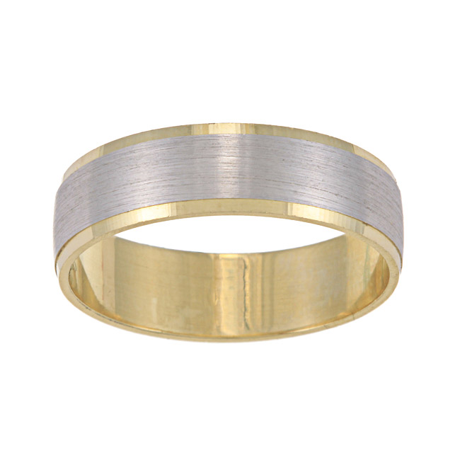 Jewelry 14k Two-tone Gold Men's 6-mm Satin Finish Easy Fit Wedding Band (6 Mm)
