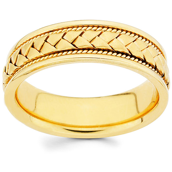 Jewelry 14k Yellow Gold Ladies 6-mm Hand-braided Comfort-fit Wedding Band