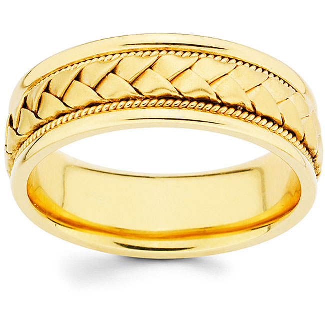 Jewelry 14k Gold Men's 8 Mm Hand-braided Comfort-fit Wedding Band
