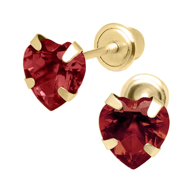 Jewelry 14k Yellow Gold 5mm Cubic Zirconia Heart January Birthstone Stud Screwback Earrings