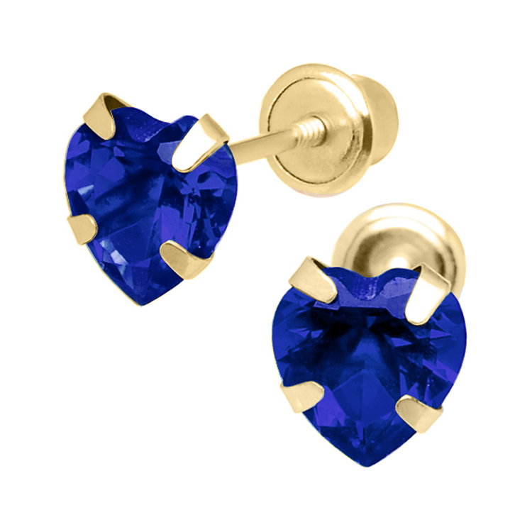 Jewelry 14k Yellow Gold 5mm Cubic Zirconia Heart September Birthstone Stud Screwback Earrings