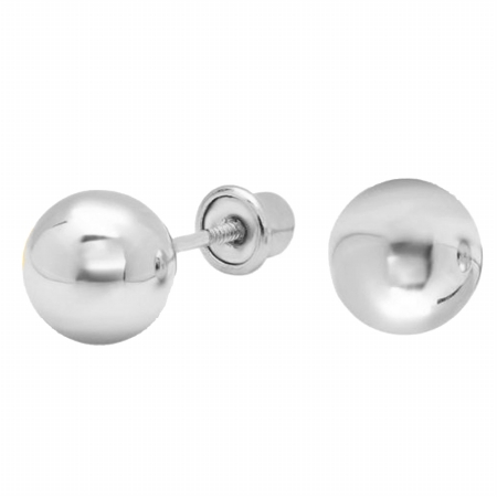 Jewelry 14kt White Gold 6mm Ball Stud Screwback Earrings