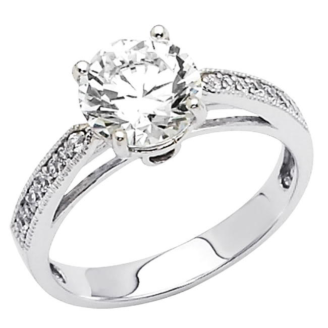Jewelry 14k White Gold 1 1/10ct Tgw Round-cut Diamonette Engagement Ring