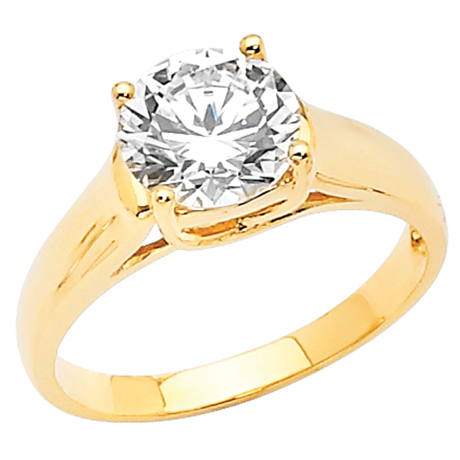 Jewelry 14k Yellow Gold 1ct Tgw Round-cut Diamonette Solitaire Trellis Engagement Ring