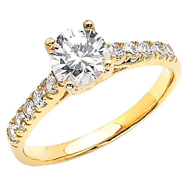 Jewelry 14k Yellow Gold 1 1/3ct Tgw Round-cut Diamonette Engagement Ring