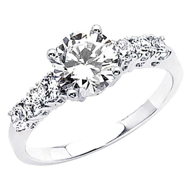 Jewelry 14k White Gold 1 1/5ct Tgw Round-cut Diamonette Engagement Ring