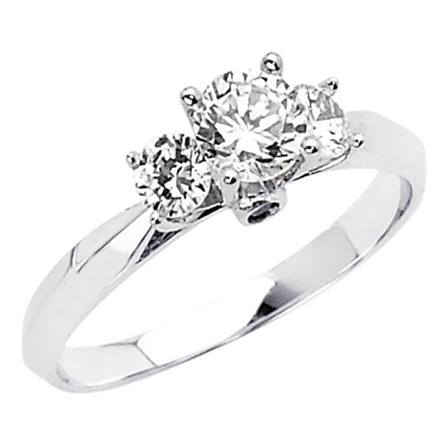 Jewelry 14k White Gold 3/4ct Tgw Round-cut Diamonette Engagement Ring