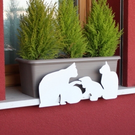 Serp3awh Windowsill Decoration Anti-falling Pot Cats - White